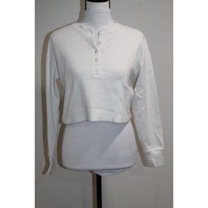 Aritzia Wilfred Free XXS Mavis t shirt Off-White ribbed long sleeve henley crop